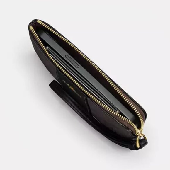 Coach Wristlet In White Signature Canvas and Varsity Stripe Blue and Green - Picture 3 of 4